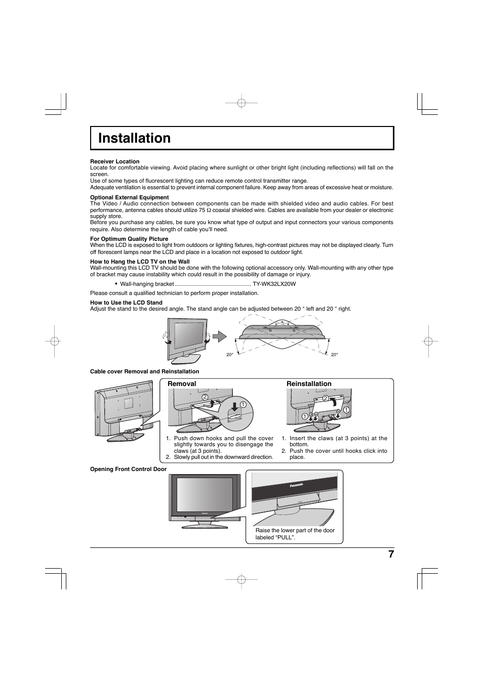 Installation | Panasonic TC-32LX300 User Manual | Page 7 / 132