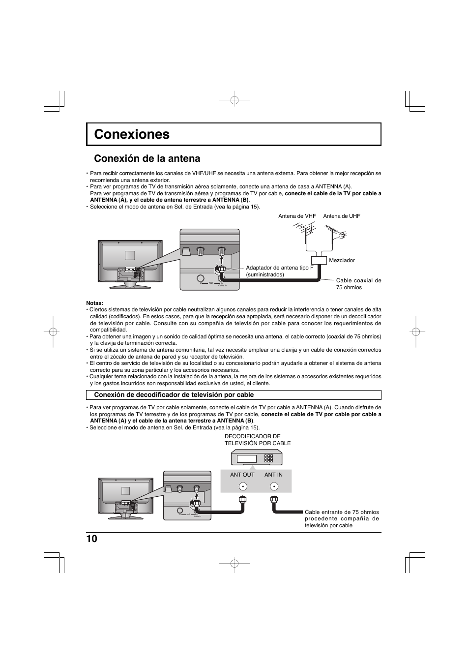 Conexiones, Conexión de la antena | Panasonic TC-32LX300 User Manual | Page 80 / 132