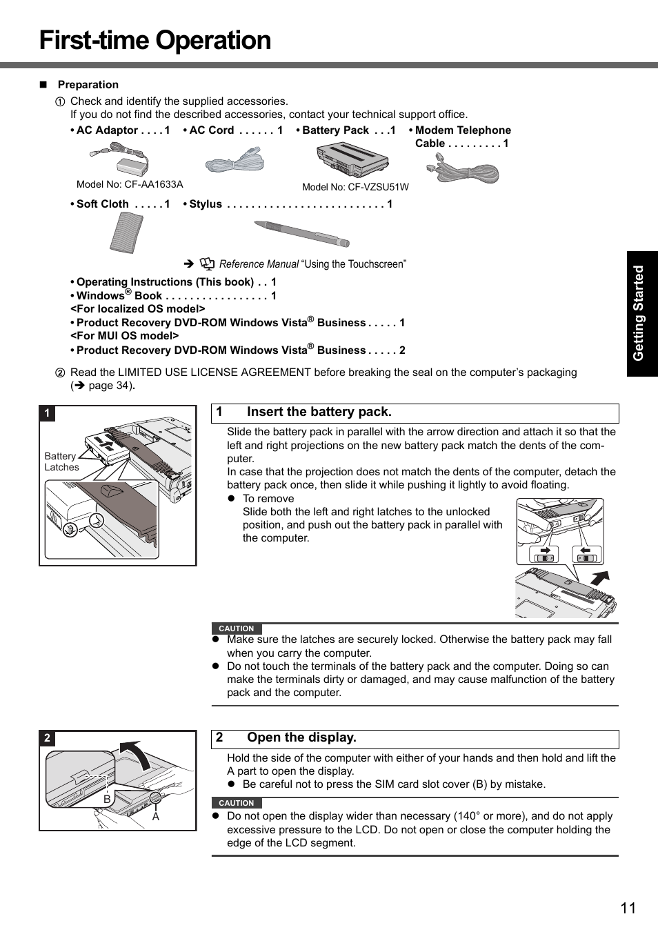 First-time operation | Panasonic CF-T7 User Manual | Page 11 / 40