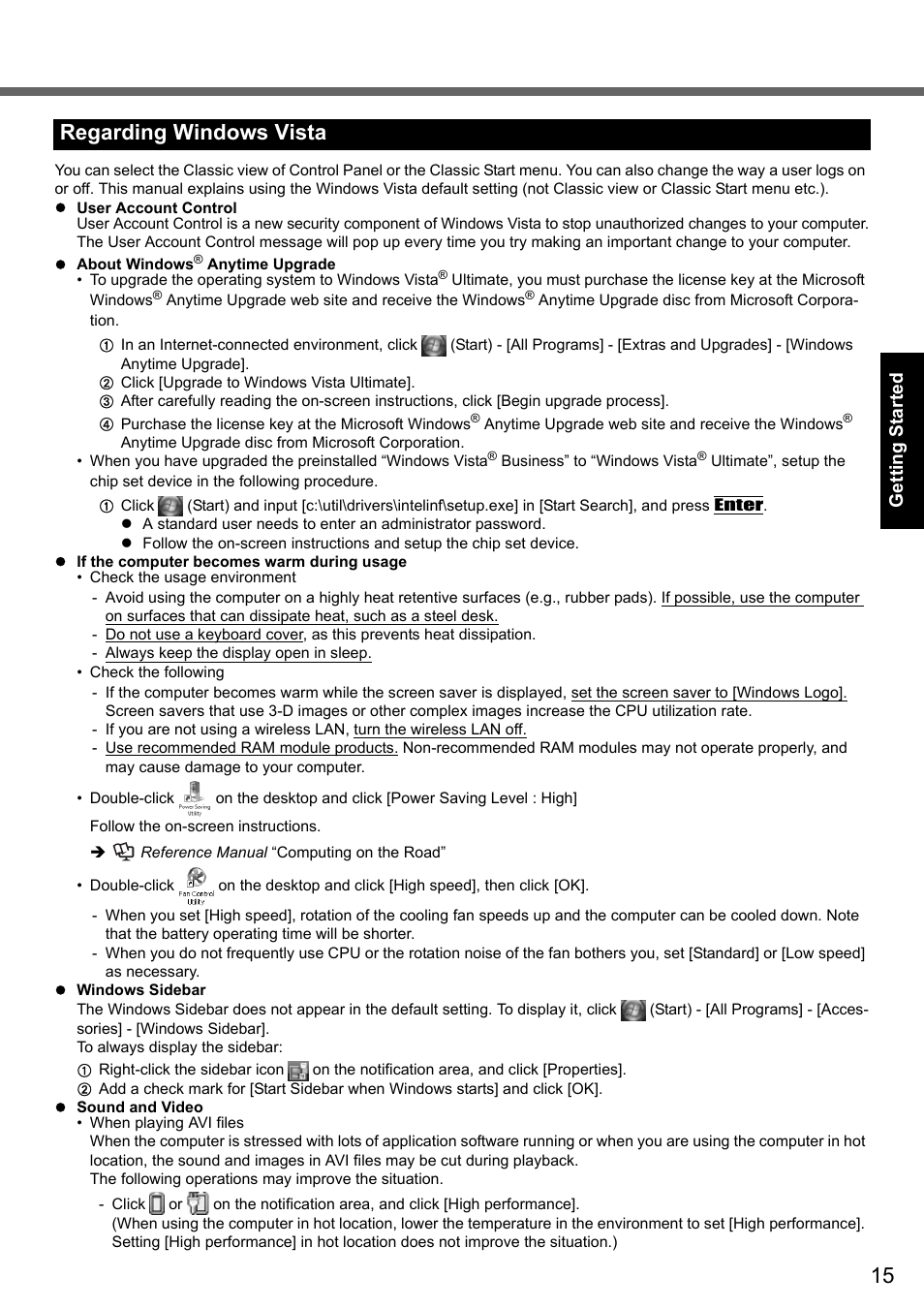 Regarding windows vista | Panasonic CF-T7 User Manual | Page 15 / 40