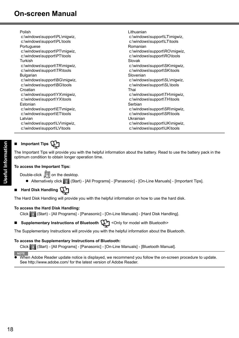 On-screen manual | Panasonic CF-T7 User Manual | Page 18 / 40