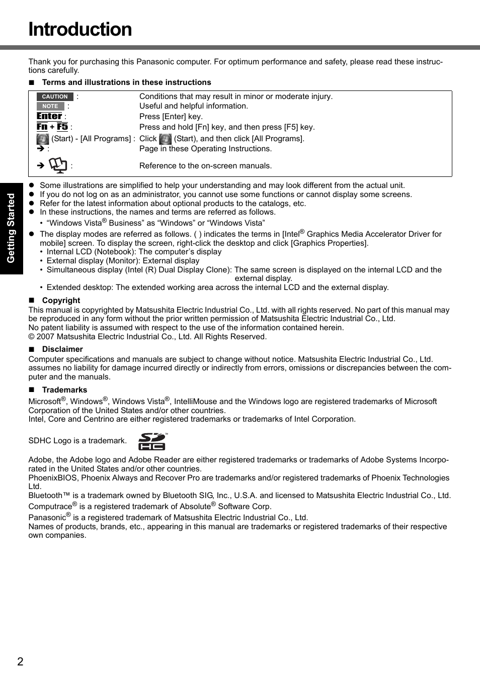 Introduction | Panasonic CF-T7 User Manual | Page 2 / 40