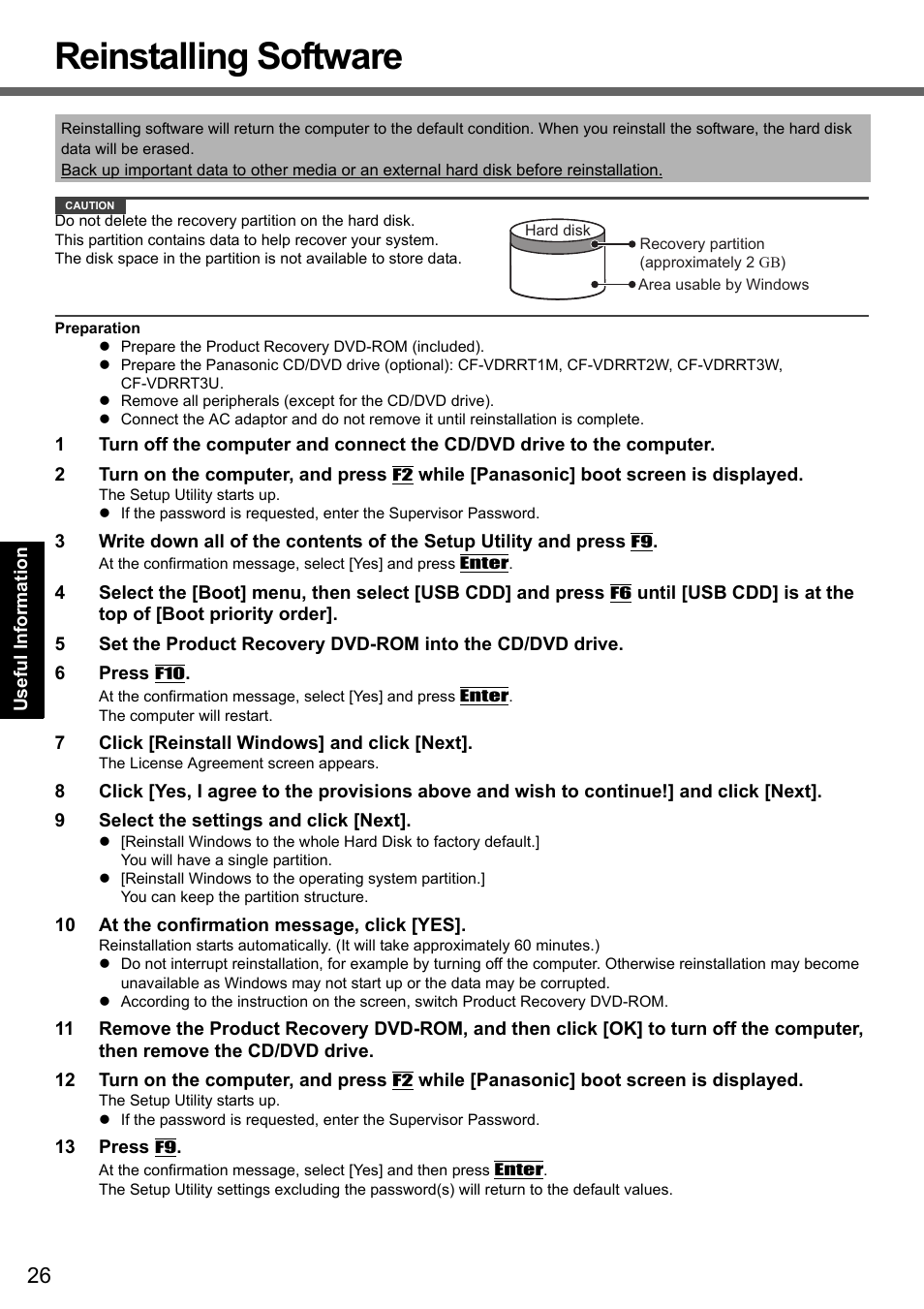 Reinstalling software | Panasonic CF-T7 User Manual | Page 26 / 40
