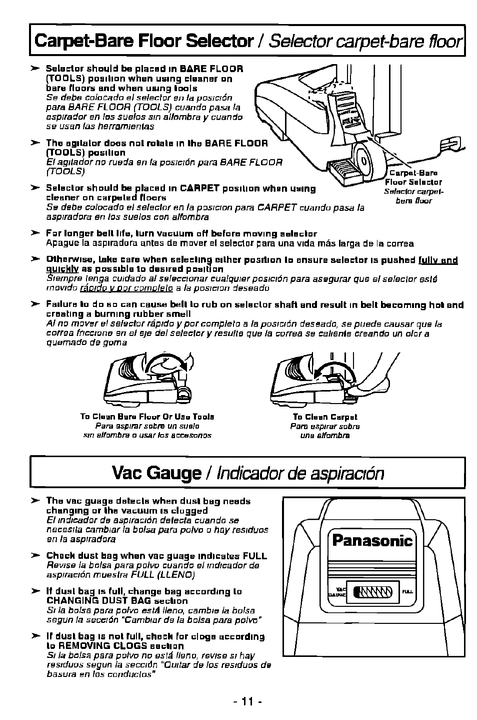 Panasonic MC-V7358 User Manual | Page 11 / 24