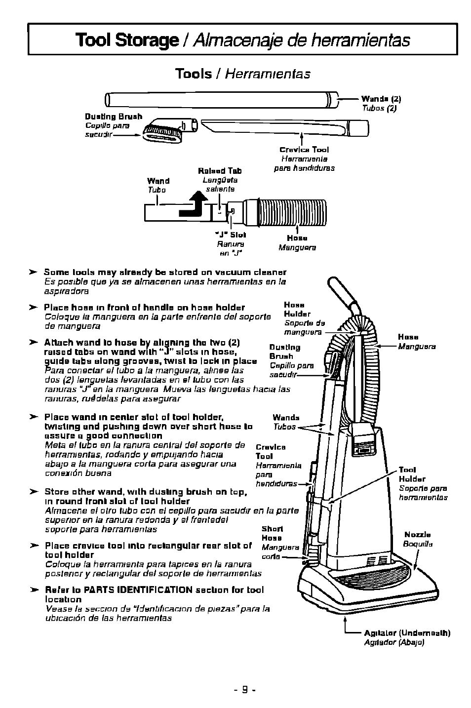 Tools / herramientas c | Panasonic MC-V7358 User Manual | Page 9 / 24