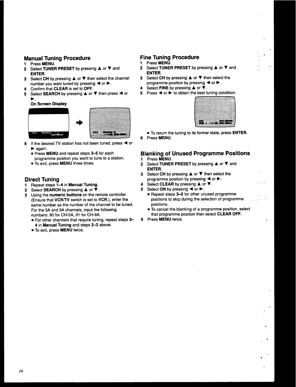 Fine tuning procedure, Direct tuning | Panasonic NV-HD630 User Manual | Page 14 / 40