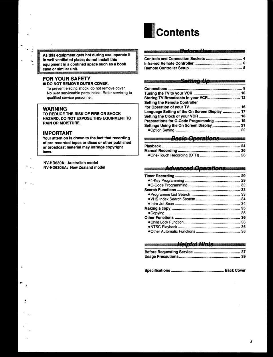 Panasonic NV-HD630 User Manual | Page 3 / 40