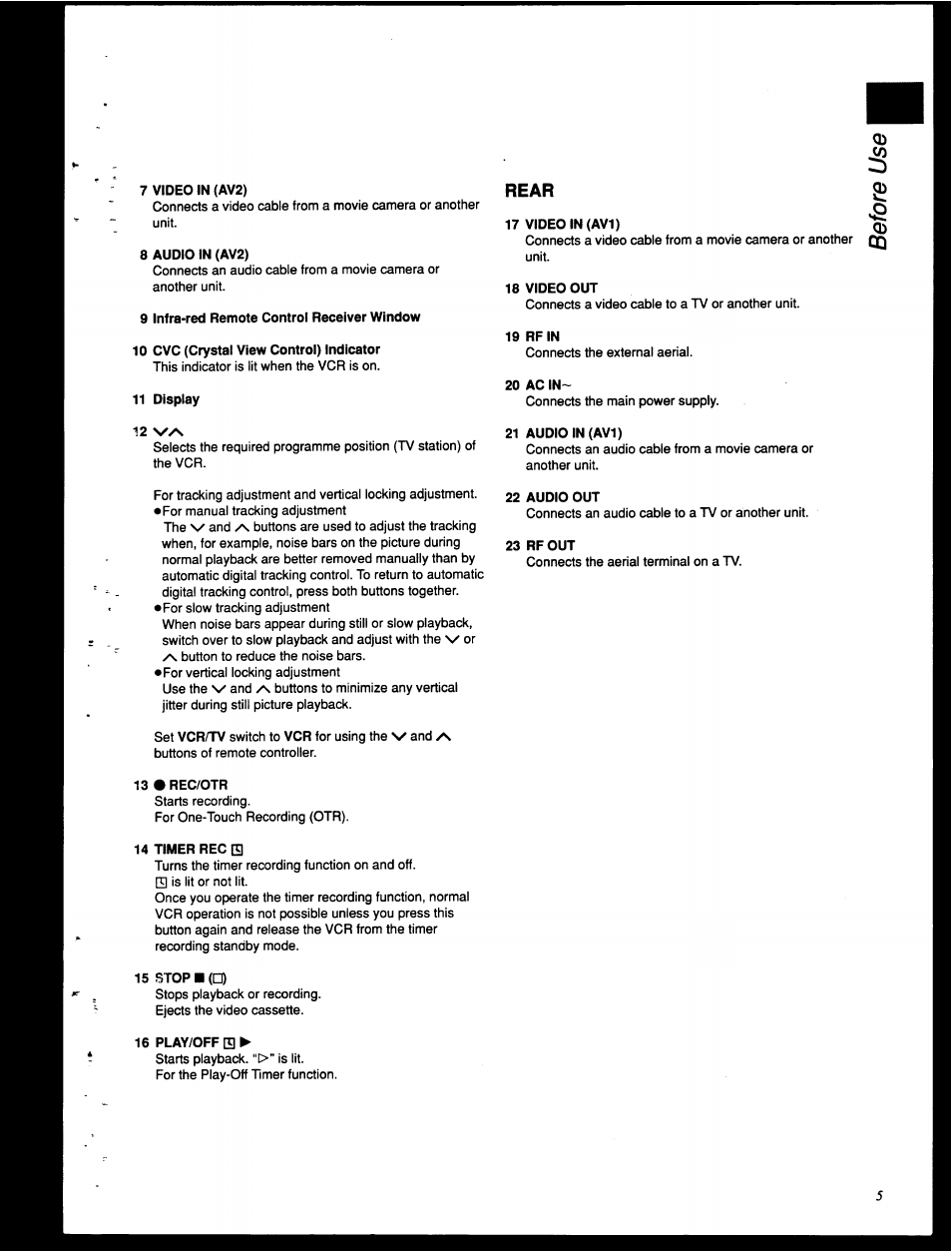 Rear | Panasonic NV-HD630 User Manual | Page 5 / 40