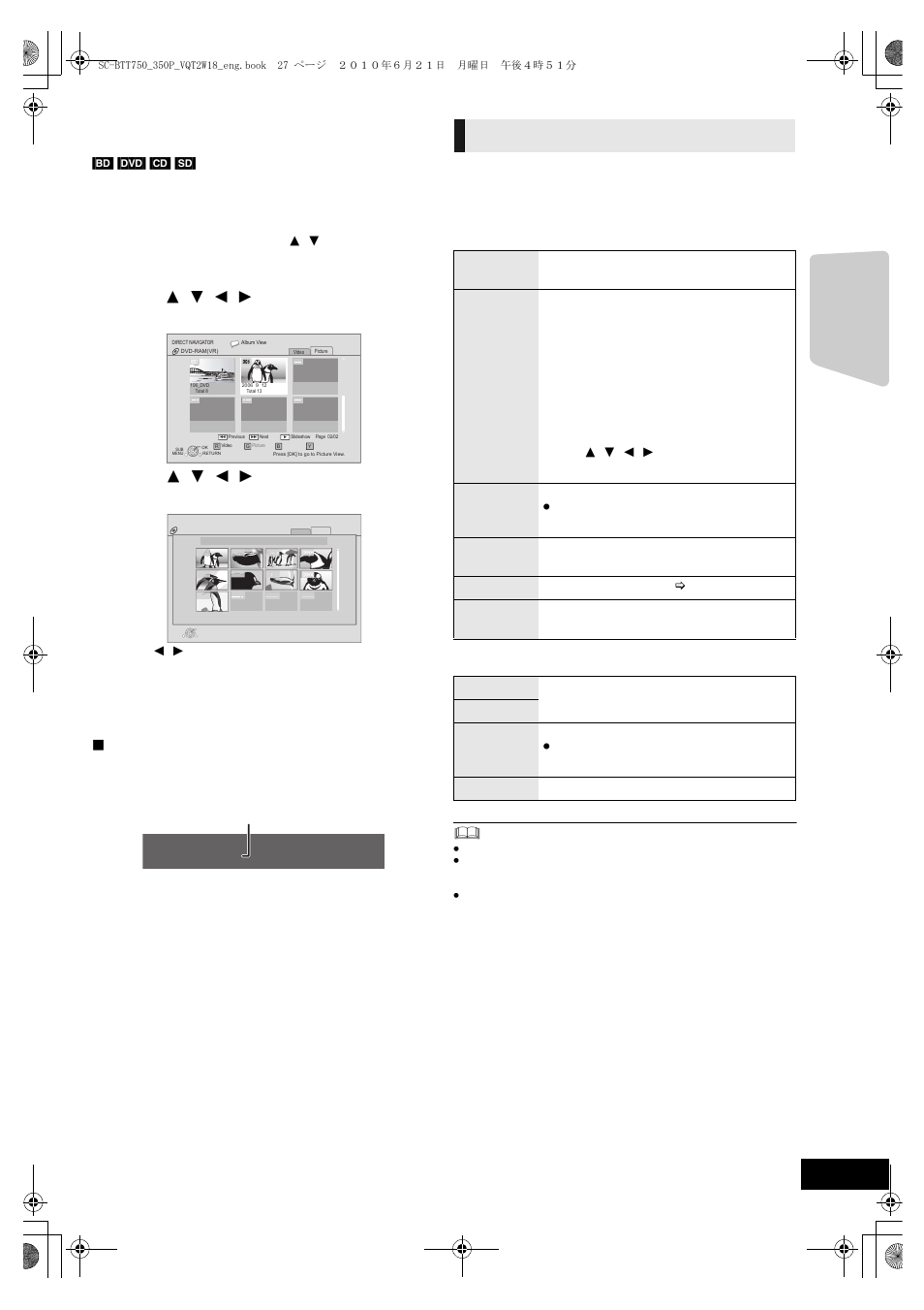 Playing still pictures, Useful functions, Insert a disc or sd card | Press [sub menu, Select an item, then press [ok, Playback | Panasonic SC-BTT750 User Manual | Page 27 / 52