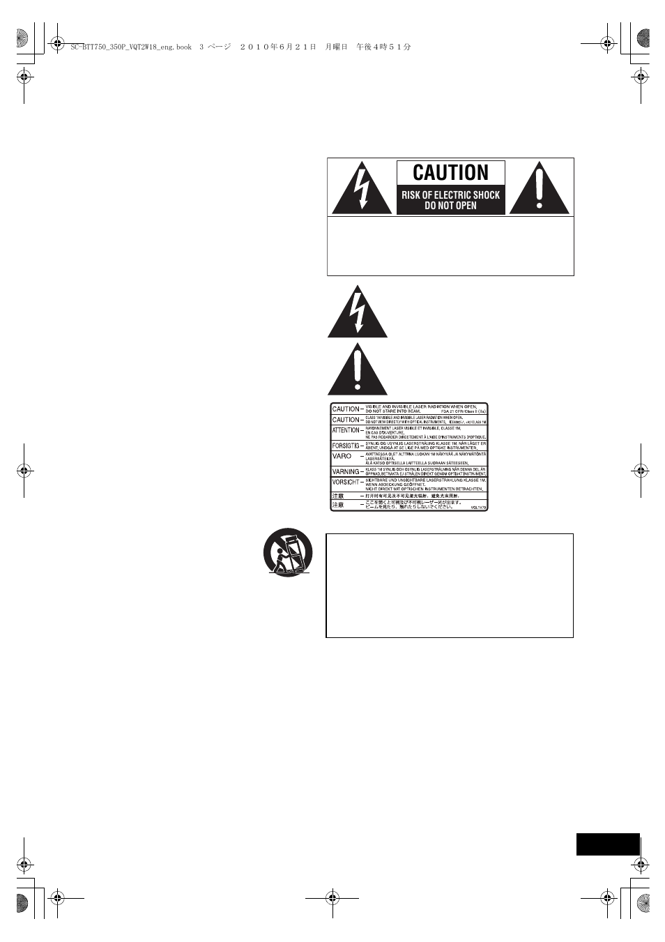 Important safety instructions, Caution | Panasonic SC-BTT750 User Manual | Page 3 / 52