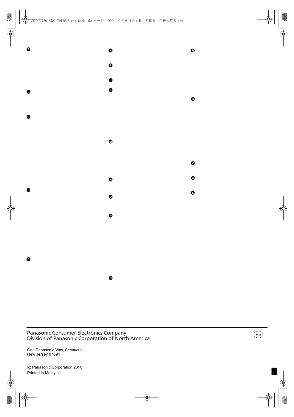 Index | Panasonic SC-BTT750 User Manual | Page 52 / 52