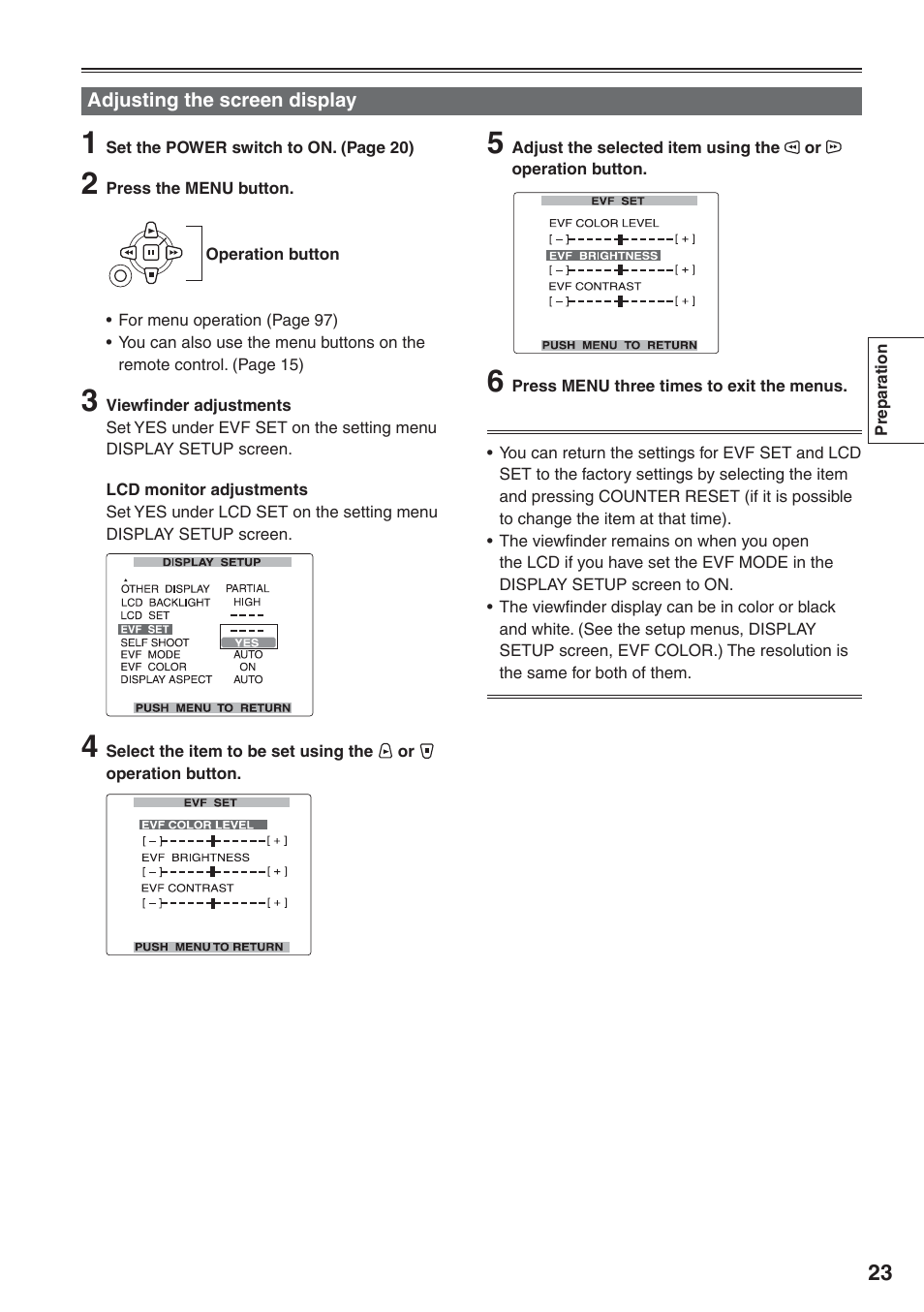 Adjusting the screen display | Panasonic AG-HVX200 User Manual | Page 23 / 138