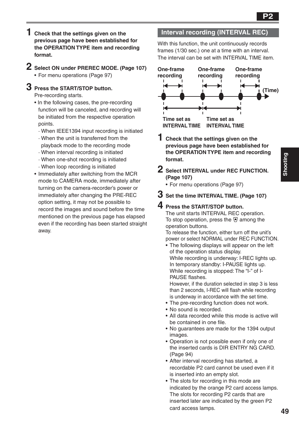 Interval recording (interval rec) | Panasonic AG-HVX200 User Manual | Page 49 / 138