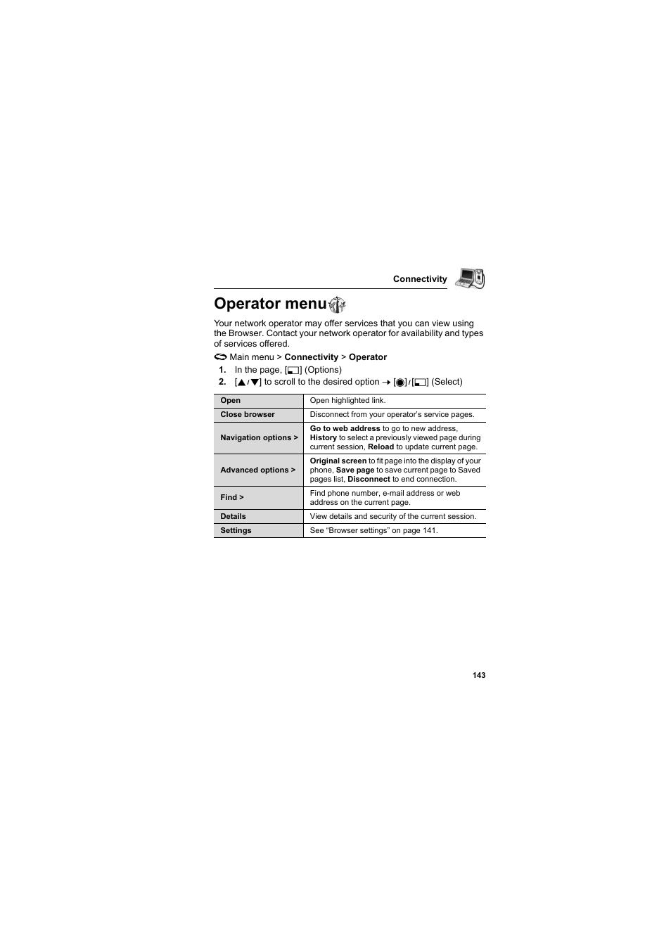 Operator menu | Panasonic EB-X800 User Manual | Page 146 / 194