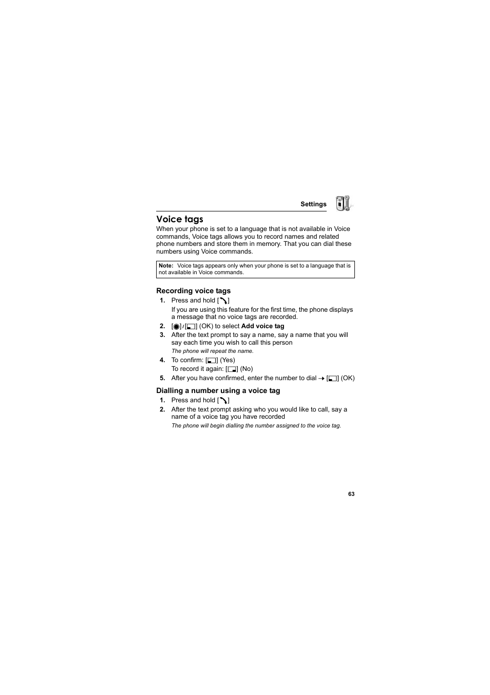 Voice tags | Panasonic EB-X800 User Manual | Page 66 / 194