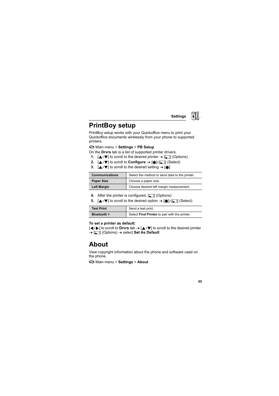 Printboy setup, About | Panasonic EB-X800 User Manual | Page 68 / 194