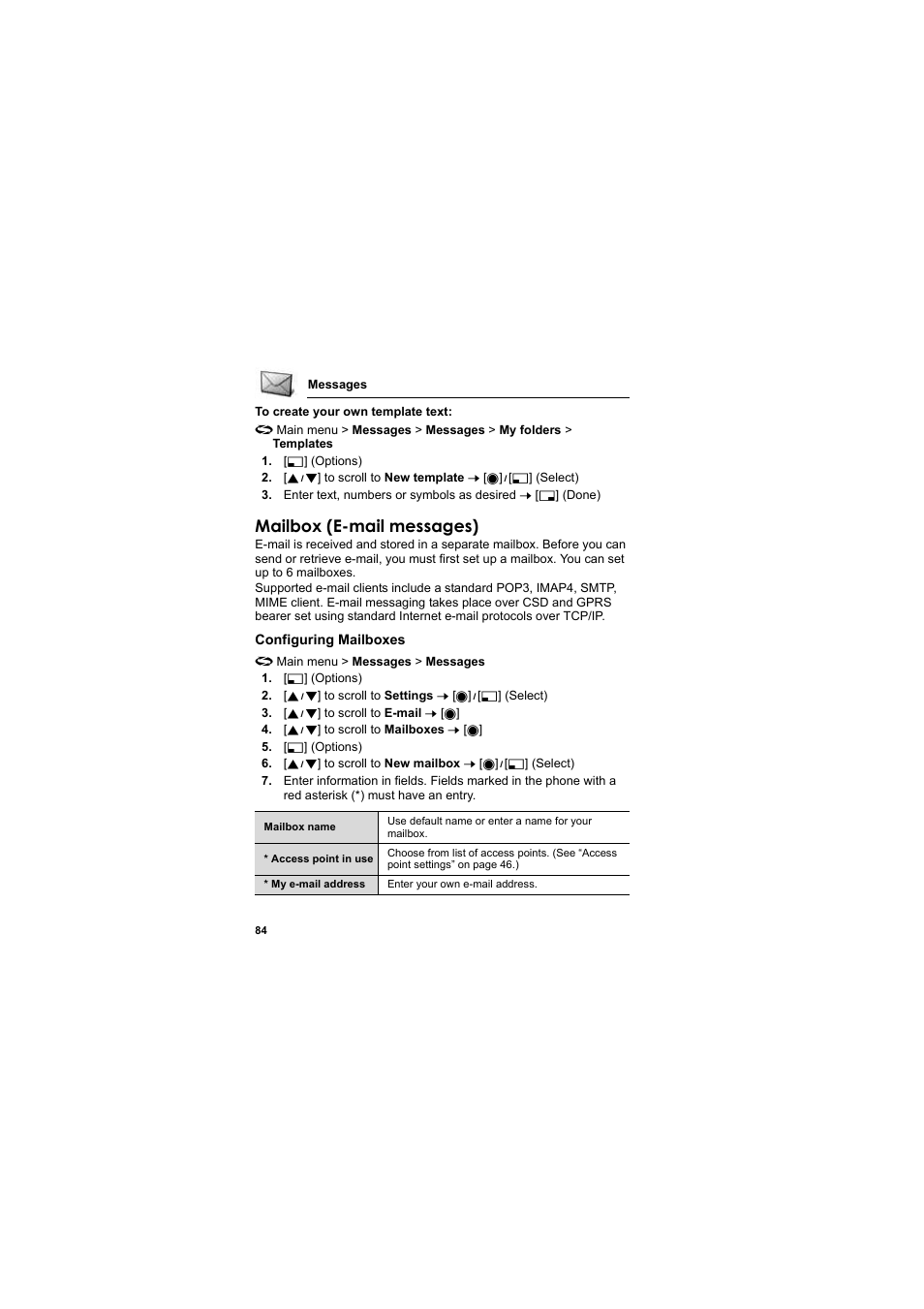 Mailbox (e-mail messages) | Panasonic EB-X800 User Manual | Page 87 / 194