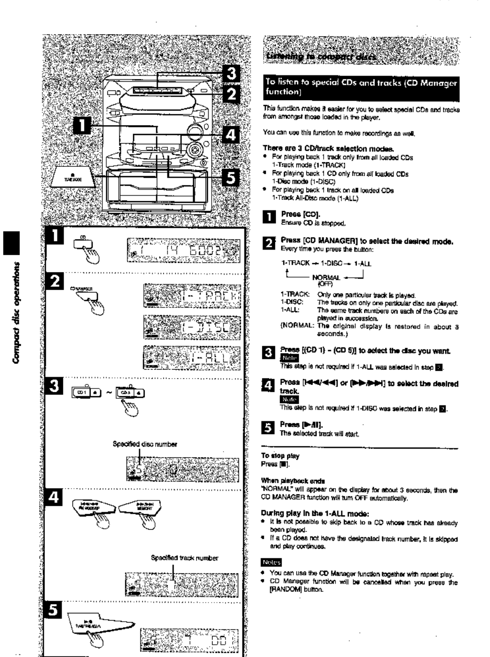 Thara ore 3 cdaracfc salectton modas, Press [co manager] to mlact the dssiraci mode, Towk | Praas [^л1, Whan playback endi | Panasonic SC-AK28 User Manual | Page 18 / 32