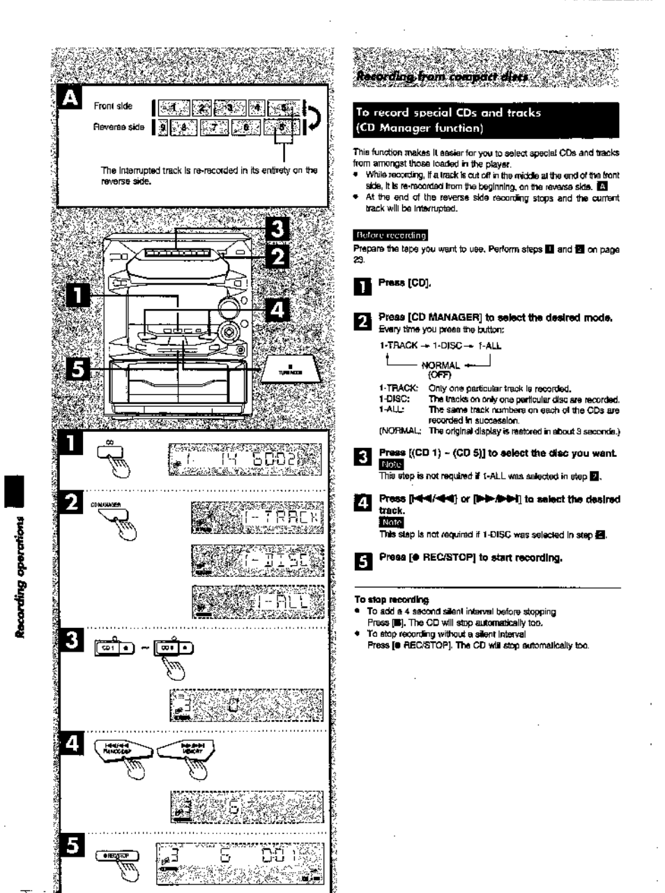 Preas [cd hlanager] to «atoct the deelred mode, Press or to aalsct ttw dssired | Panasonic SC-AK28 User Manual | Page 24 / 32