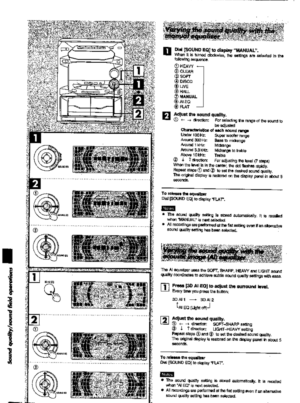 Dial [sound eq] to display “hlanual, Adjust the sound quality | Panasonic SC-AK28 User Manual | Page 26 / 32