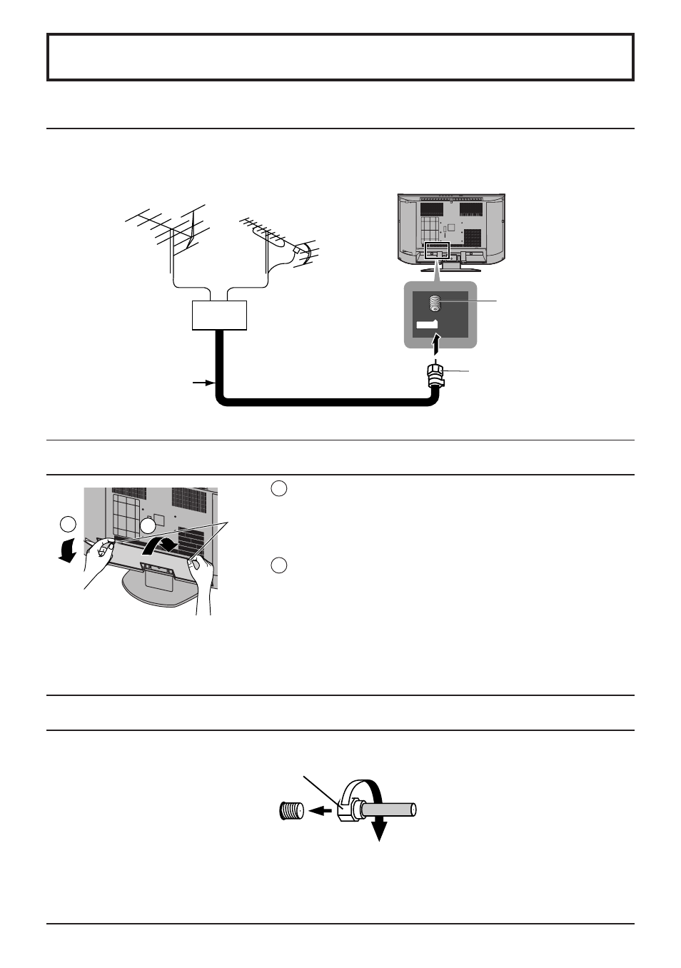 Connections, Antenna cover removal and fitting, Antenna / cable connection | Removal, Fitting | Panasonic TC 22LH1 User Manual | Page 8 / 48