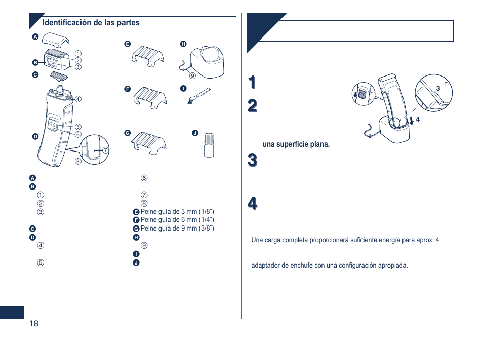Carga | Panasonic ES2262 User Manual | Page 18 / 24