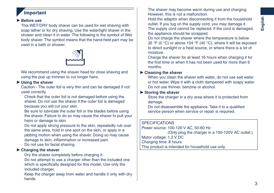 Panasonic ES2262 User Manual | Page 3 / 24
