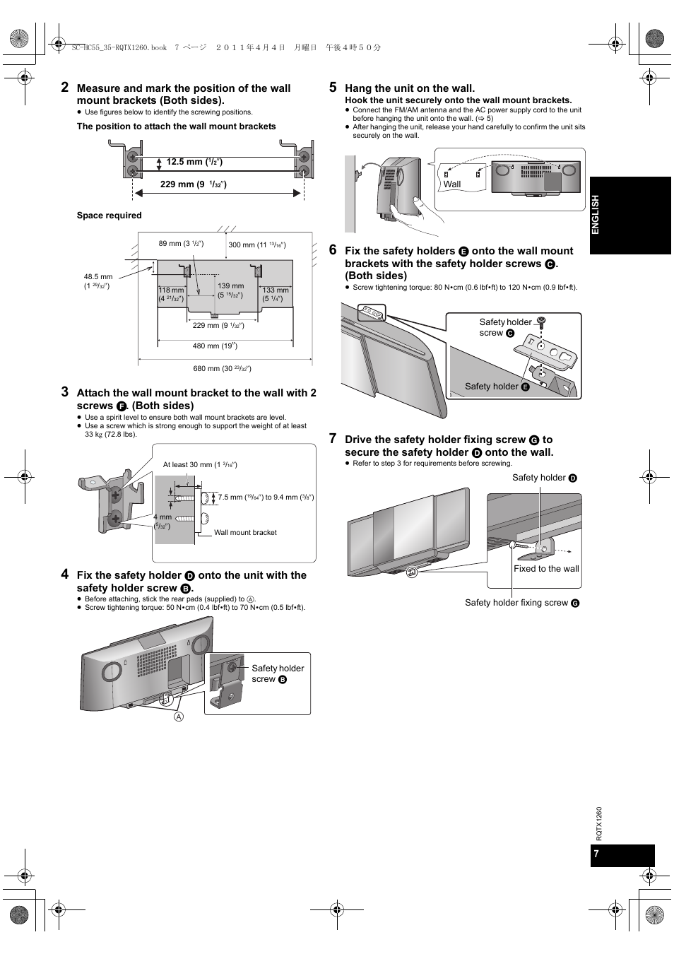 Hang the unit on the wall | Panasonic SC-HC35 User Manual | Page 7 / 28