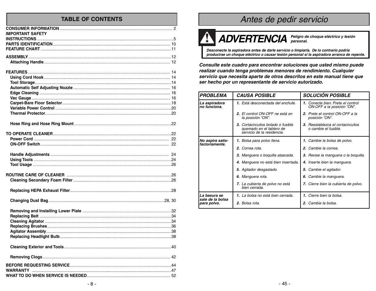 Panasonic MC-V7388 User Manual | Page 8 / 52