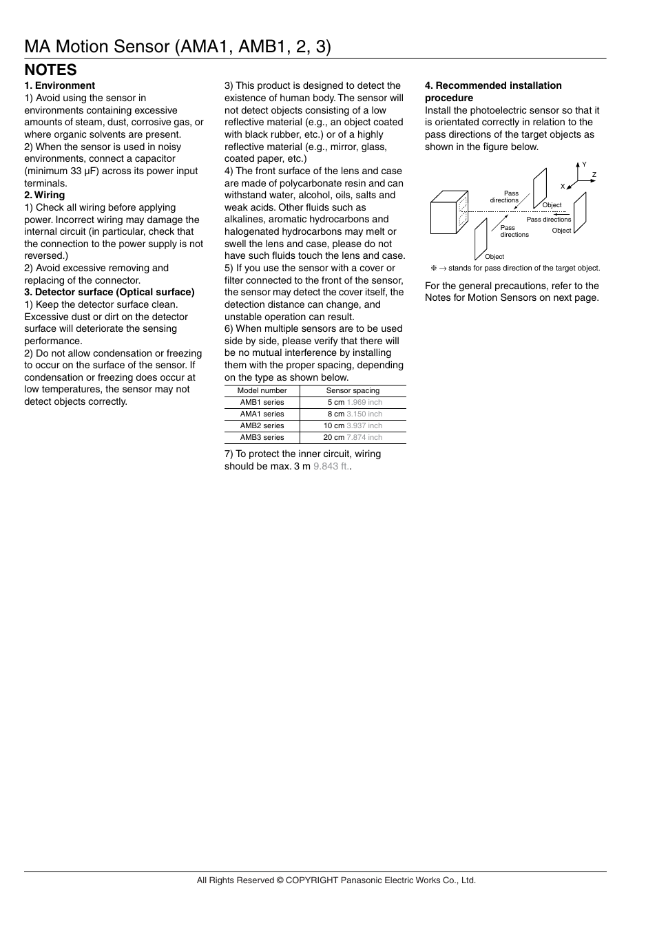 Ma motion sensor (ama1, amb1, 2, 3) | Panasonic MA Motion Sensor Series User Manual | Page 11 / 11