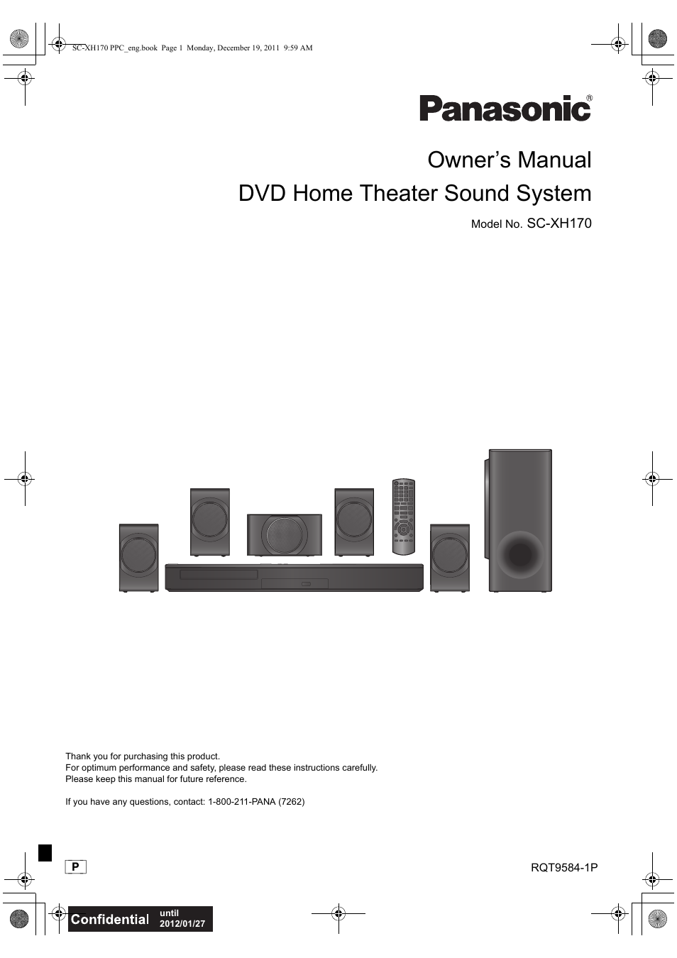 Panasonic DVD Home Theater Sound System SC-XH170 User Manual | 26 pages