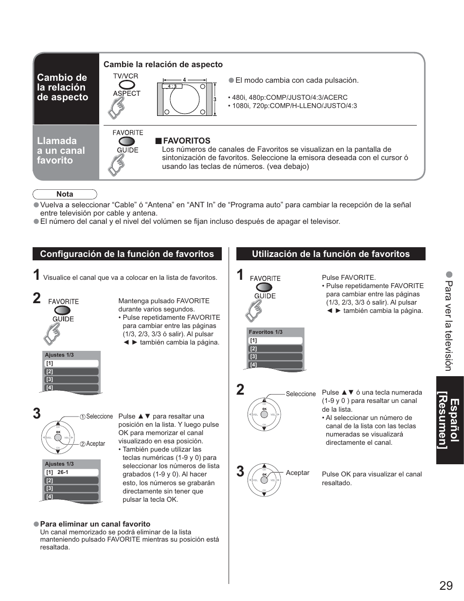 Español [resumen | Panasonic TC-26LE60 User Manual | Page 29 / 56