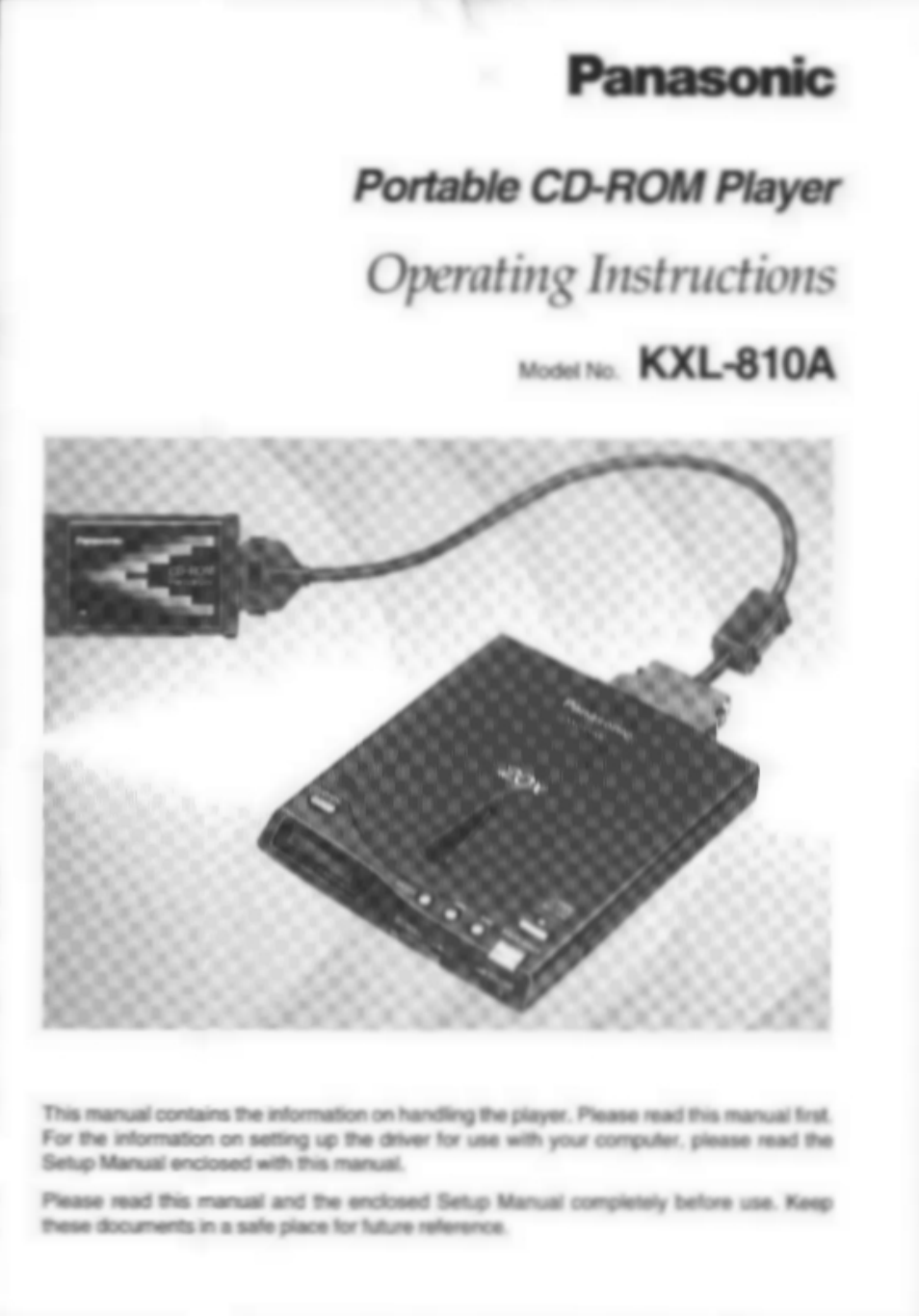 Panasonic Portable CD-Rom Player KXL-810A User Manual | 44 pages