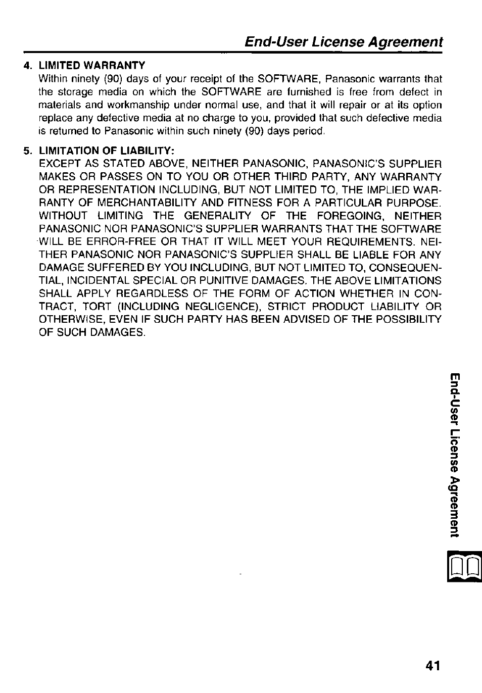 End-user license agreement | Panasonic Portable CD-Rom Player KXL-810A User Manual | Page 41 / 44