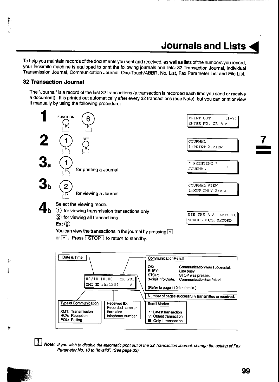 Journals and lists | Panasonic UF-333 User Manual | Page 101 / 140