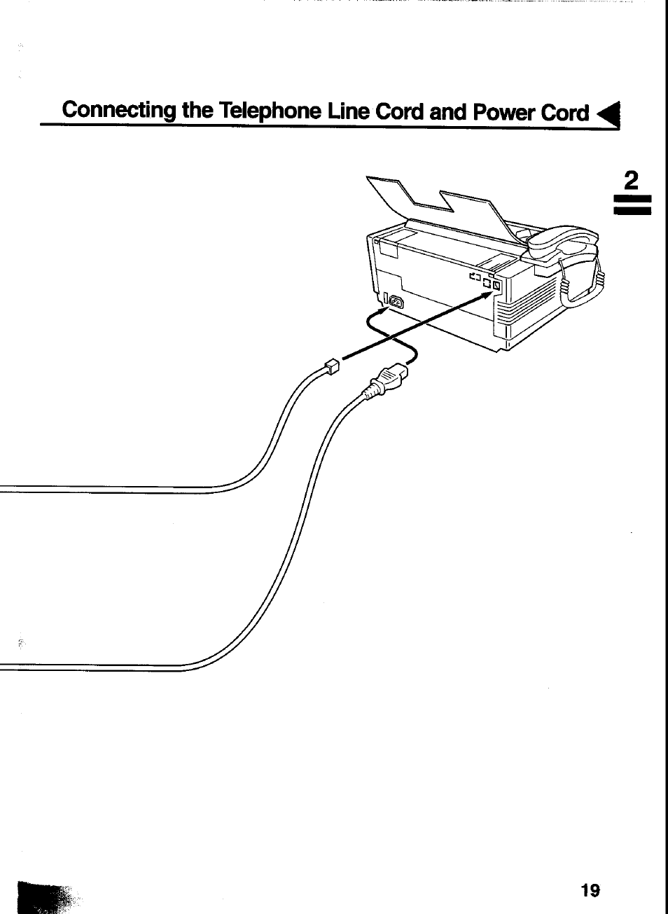 Connecting the telephone line cord and power cord | Panasonic UF-333 User Manual | Page 21 / 140