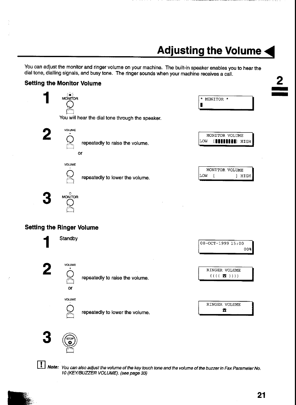Adjusting the volume | Panasonic UF-333 User Manual | Page 23 / 140