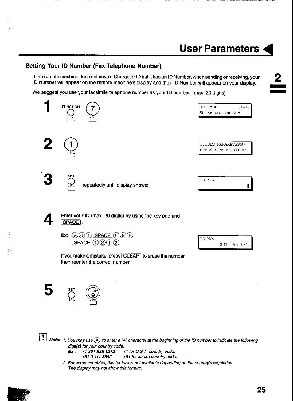 User parameters | Panasonic UF-333 User Manual | Page 27 / 140