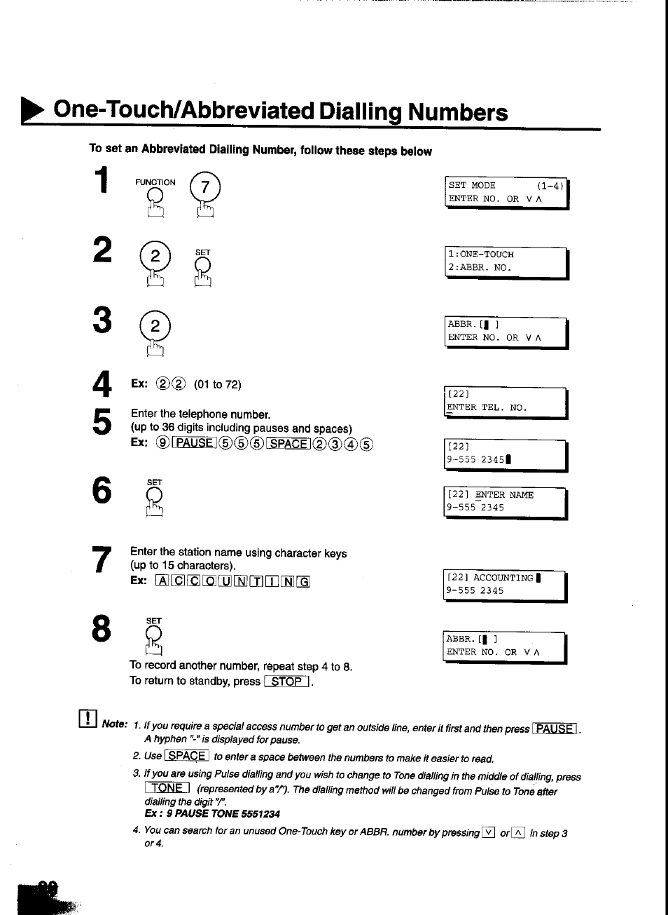 One-touch/abbreviated dialling numbers | Panasonic UF-333 User Manual | Page 30 / 140