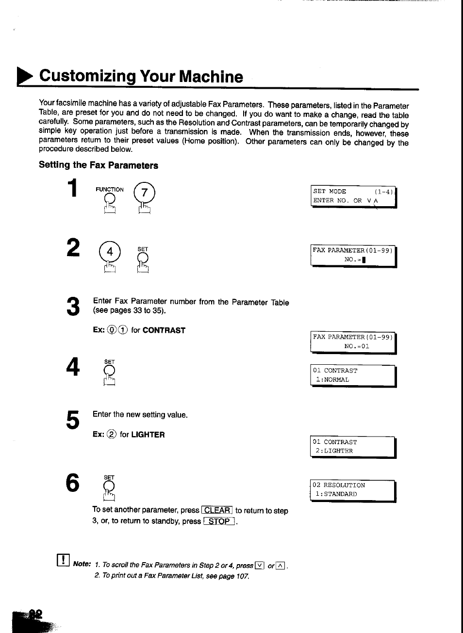 Customizing your machine | Panasonic UF-333 User Manual | Page 34 / 140
