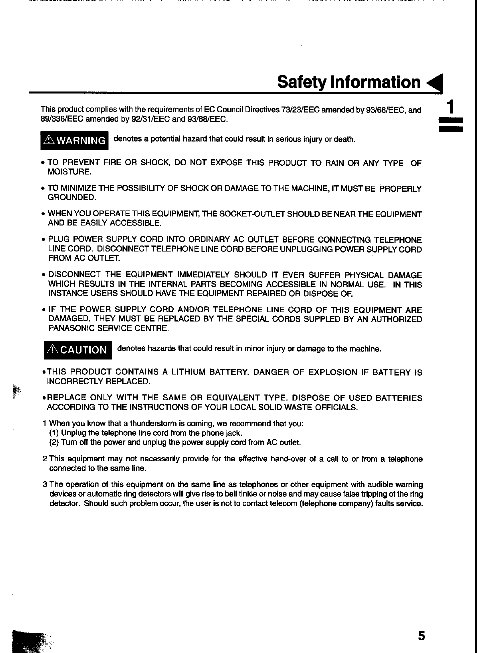 Safety information | Panasonic UF-333 User Manual | Page 7 / 140