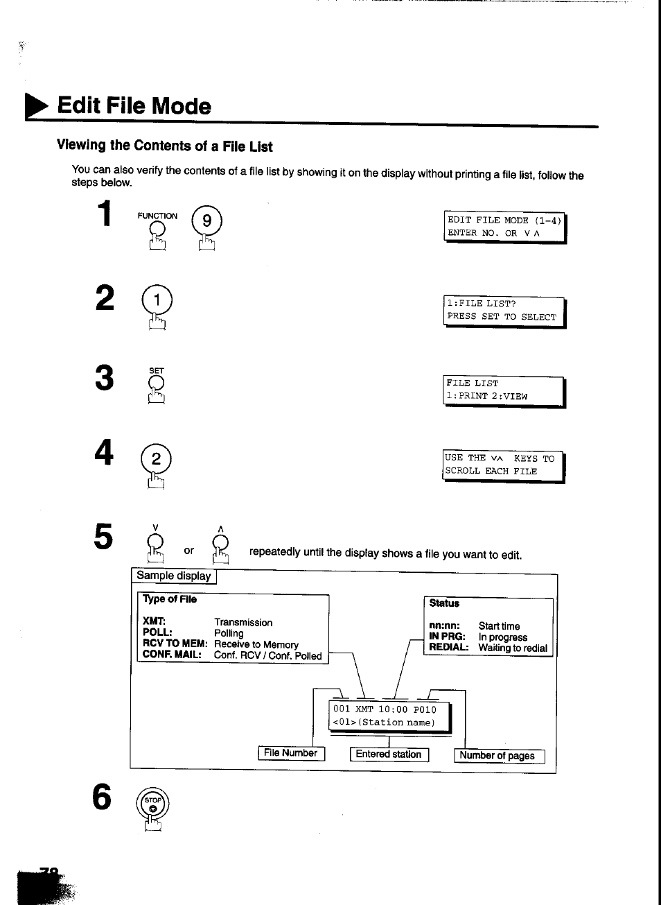 Edit file mode | Panasonic UF-333 User Manual | Page 80 / 140