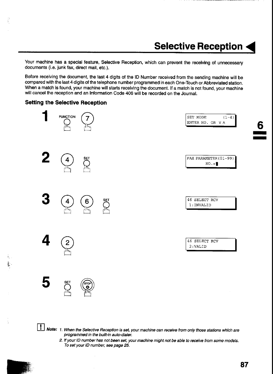 Selective reception | Panasonic UF-333 User Manual | Page 89 / 140