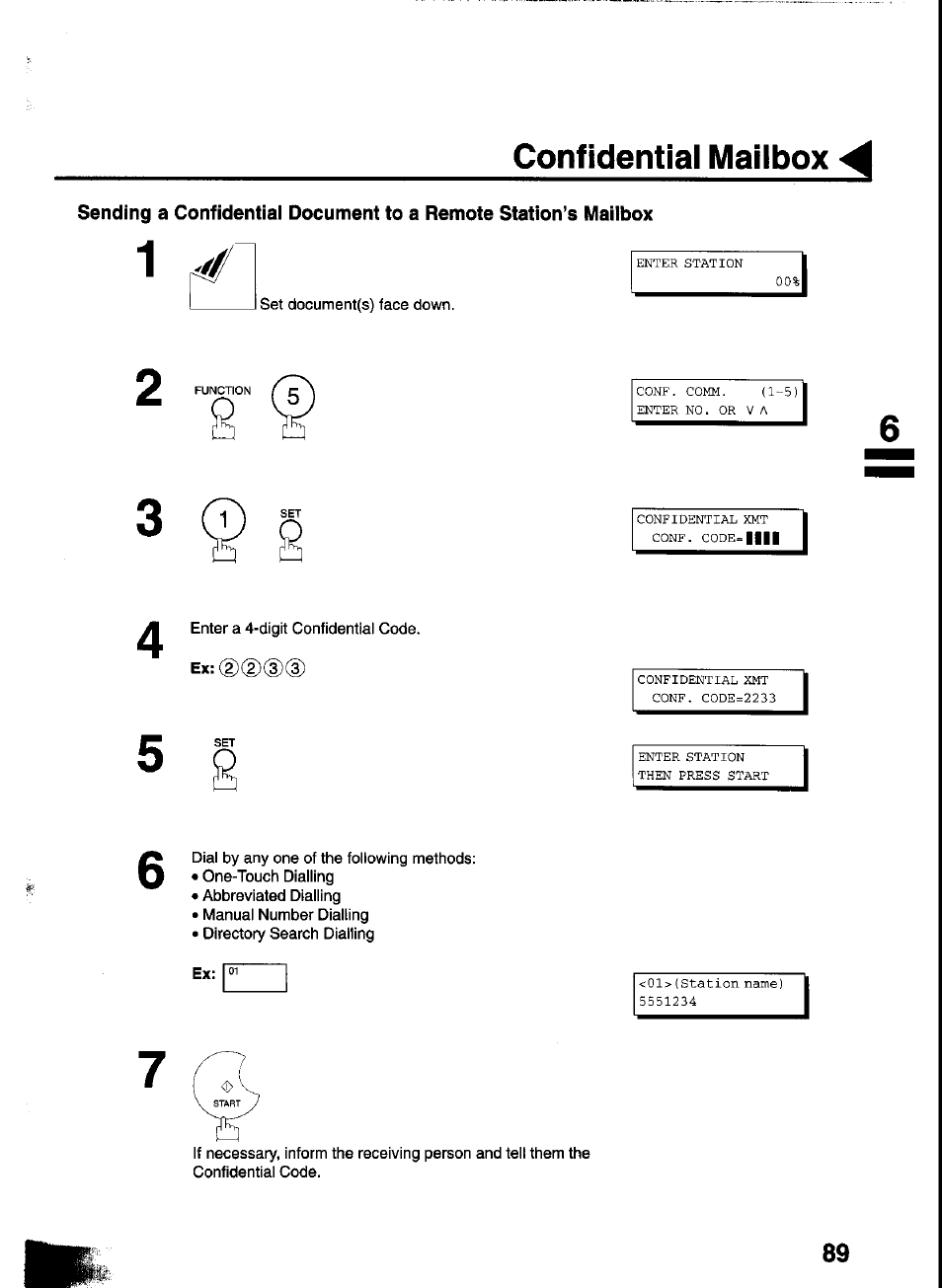 Confidential mailbox | Panasonic UF-333 User Manual | Page 91 / 140