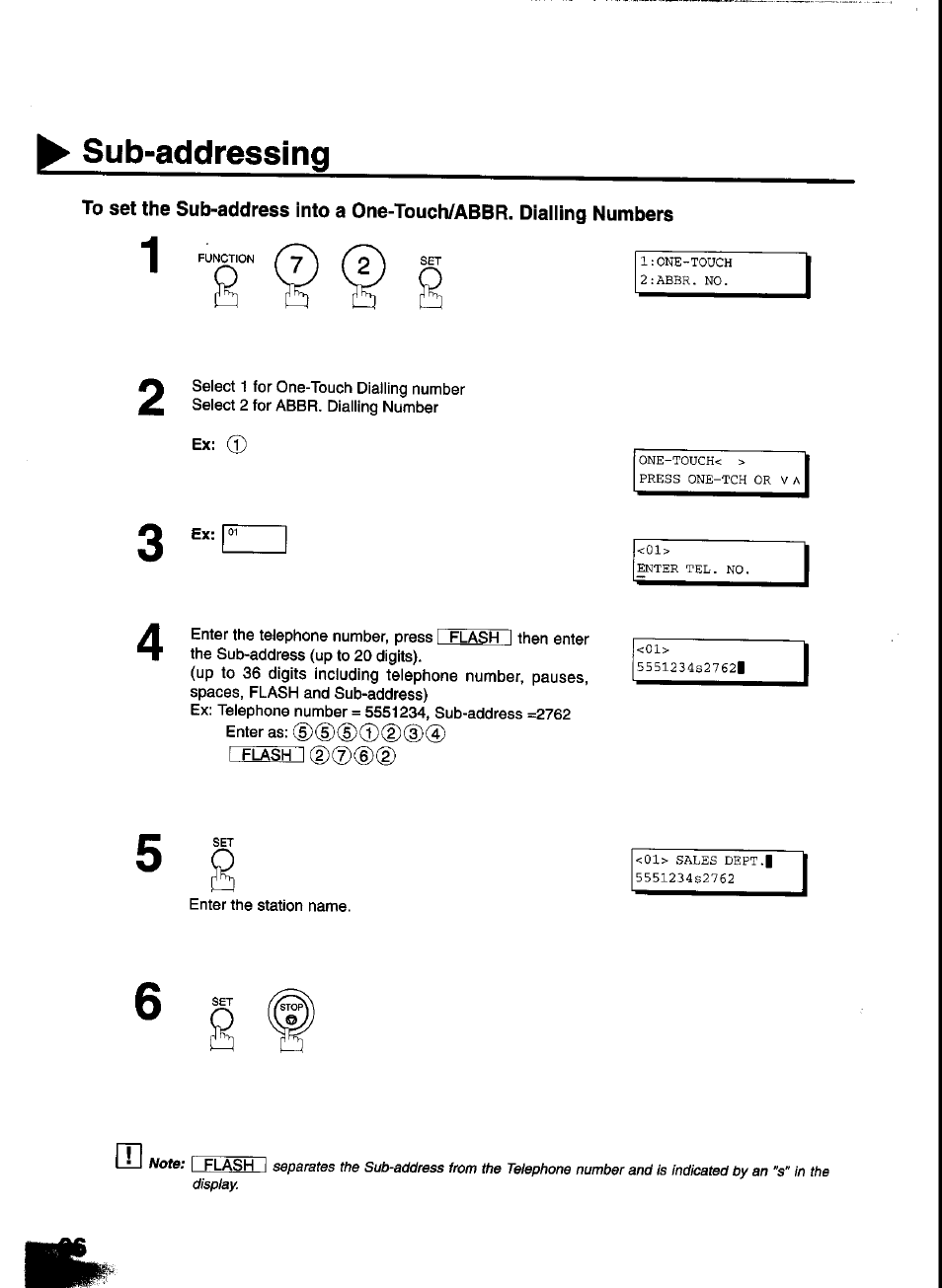 Sub-addressing | Panasonic UF-333 User Manual | Page 98 / 140
