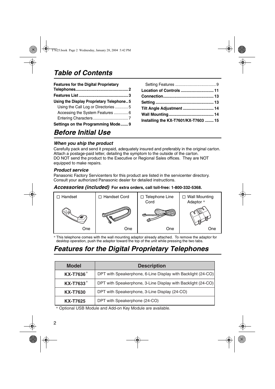 Panasonic KX-T7630 User Manual | Page 2 / 16