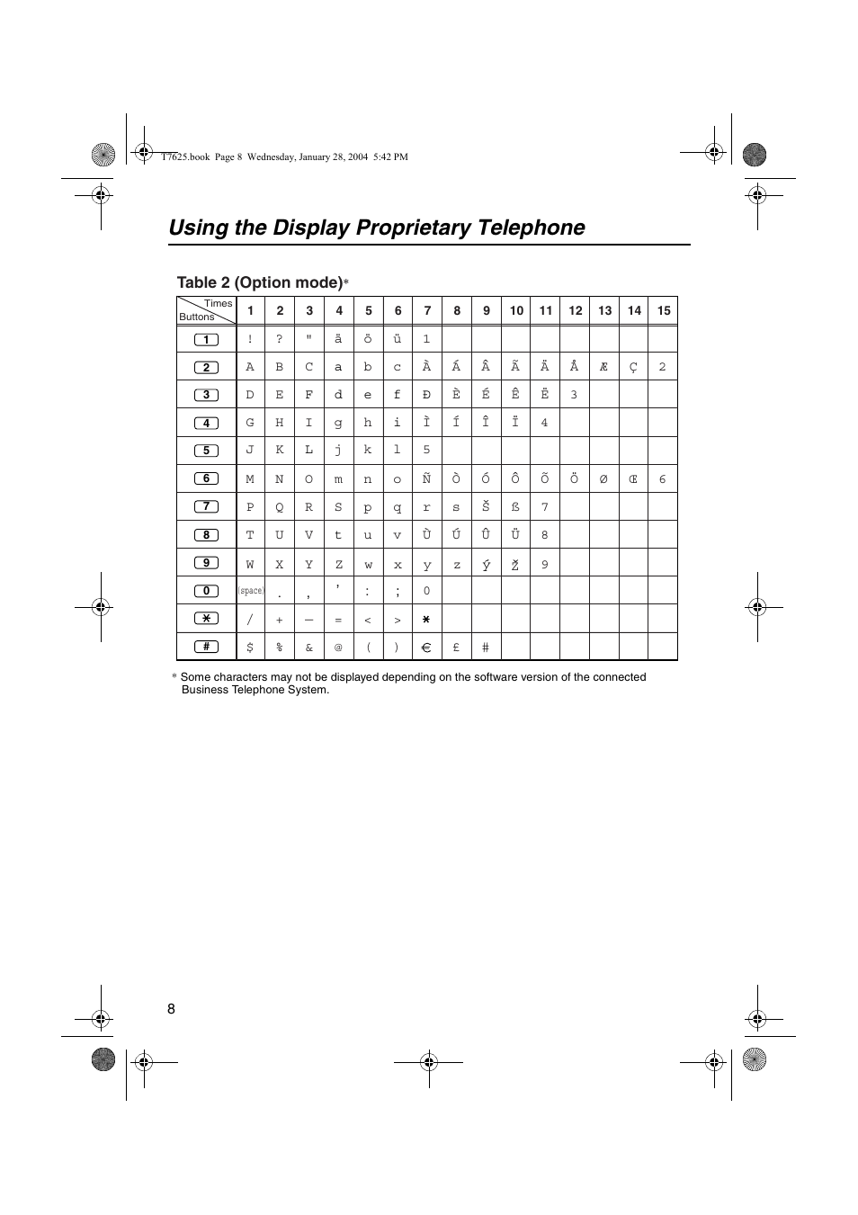 Using the display proprietary telephone | Panasonic KX-T7630 User Manual | Page 8 / 16