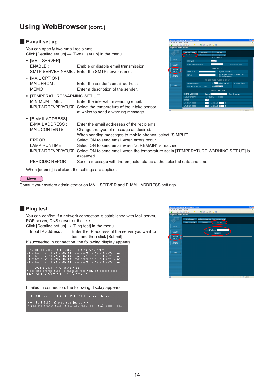 Using webbrowser, Cont.) | Panasonic TQBH0228 User Manual | Page 14 / 19
