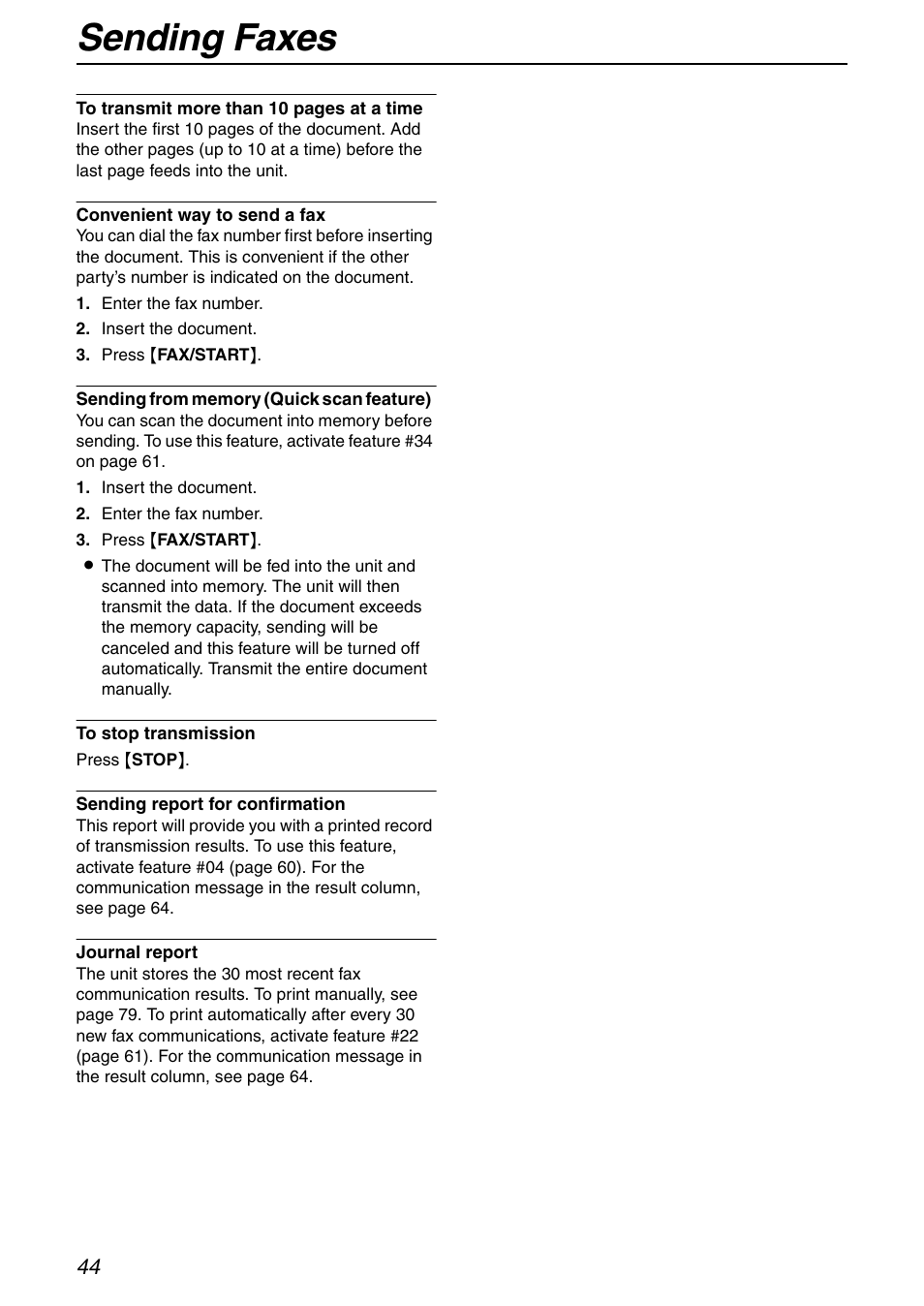 Sending faxes | Panasonic KX-FHD332 User Manual | Page 44 / 92