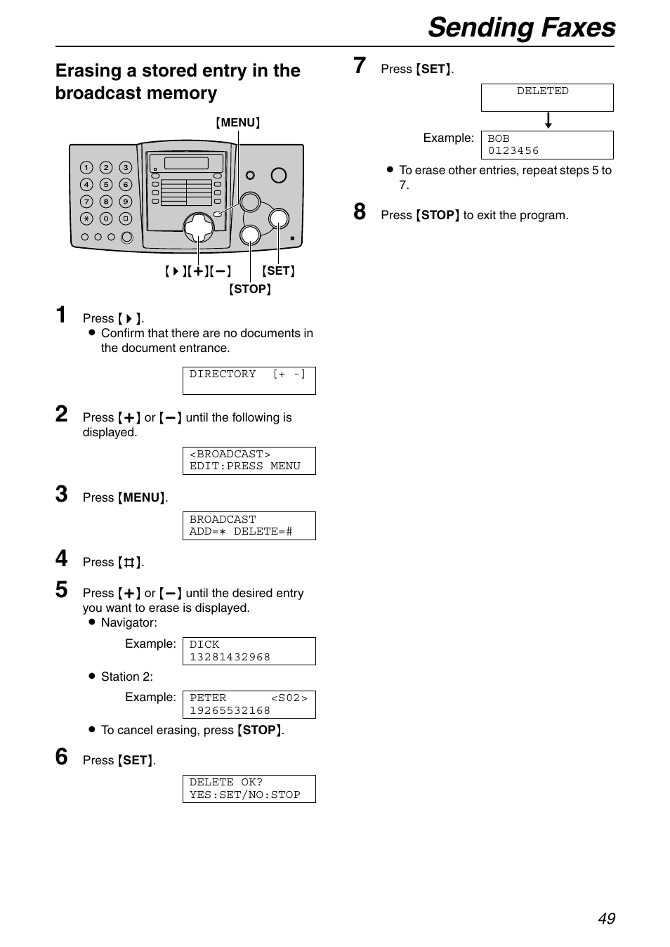 Sending faxes | Panasonic KX-FHD332 User Manual | Page 49 / 92